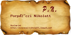 Porpáczi Nikolett névjegykártya