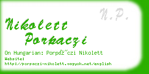 nikolett porpaczi business card